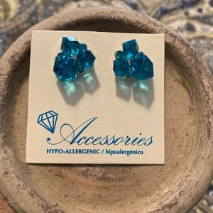 Blue Crystal Cluster Earrings and Teal Dangle Earrings. Very nice.